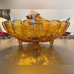 Vintage Carnival Glass Serving Bowl or Fruit Bowl